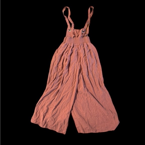 Very J Women’s Linen Blend Camel Brown Jumper Wide Leg Jumpsuit Size Small - Picture 11 of 11